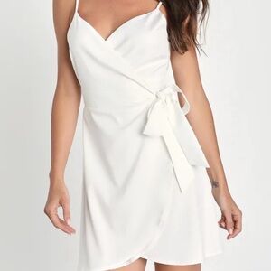 Lulus white sleeveless wrap mini dress